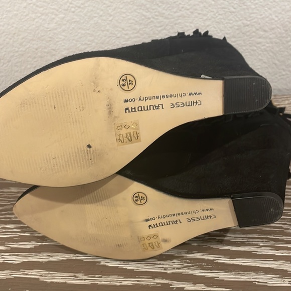 Fringe Black Suede Booties - Picture 5 of 7